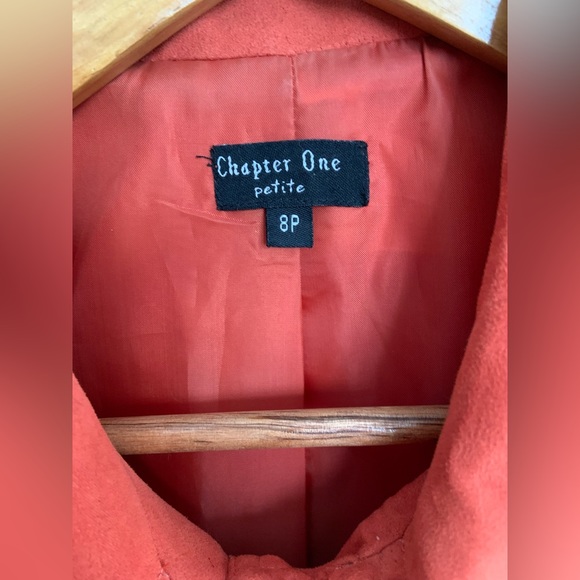 VINTAGE ULTRASUEDE LIGHT JACKET IN BRIGHT CORAL / LINED / POCKETS / BUTTONS - Picture 5 of 7